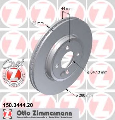 150344420 ZIMMERMANN ДИСК ТОРМ BMW MINI ВЕНТ R56R55 0607>