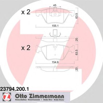 237942001 ZIMMERMANN колодки тормозные передние