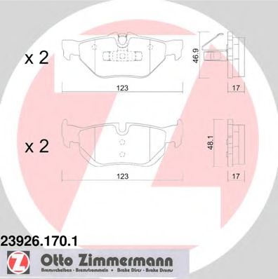 239261701 ZIMMERMANN Колодки тормозные, комплект