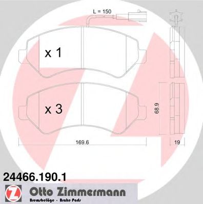 244661901 ZIMMERMANN Колодки тормозные дисковые Citroen, Peugeot, Fiat