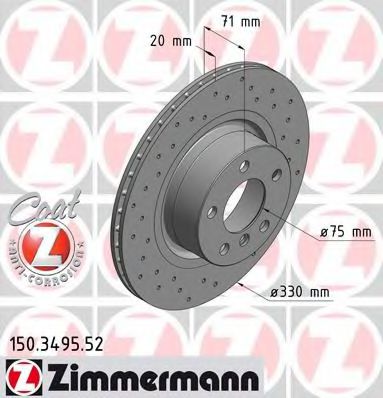 150349552 ZIMMERMANN Диски тормозные X3 (F25) sDrive 18d 08.2011-X3 (F25) xDrive 20 d 09.2010-X3 (F25) xDrive 20