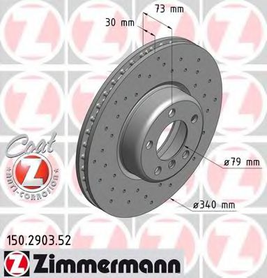 150290352 ZIMMERMANN Диск тормозной BMW (non compound disc) SPORT Coat Z BMW 1 (F20, F21), 2 Coupe (F22), 3/4 (F30, F35, 