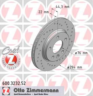 600323252 ZIMMERMANN ДИСК ТОРМ BS VAG SPORT Coat Z beschichtet