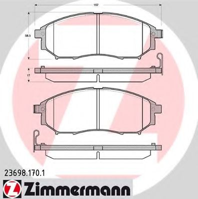 236981701 ZIMMERMANN КОЛОДКИ ТОРМ ДИСК. RENAULT MURANO (Z51) 2.5 4X4 01.2010-