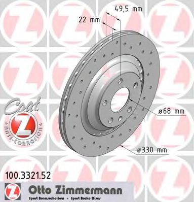 100332152 ZIMMERMANN диск торм audi a6 04- зад.