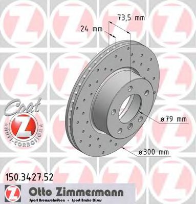 150342752 ZIMMERMANN ДИСК ТОРМ BMW 3 ER (E90) 325XI (E91) 320I,D 325I F ВЕНТ