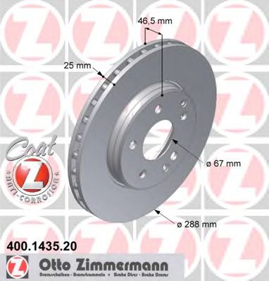 400143520 ZIMMERMANN ДИСК ТОРМ MER W 202 KOMBI 240-280-250 TD, F, 28825 (400.1435.00)