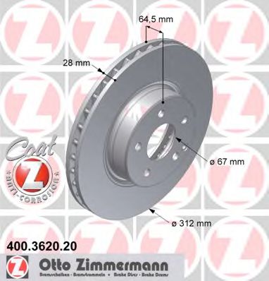 400362020 ZIMMERMANN тормозной диск