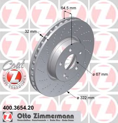 400365420 ZIMMERMANN Диск тормозной