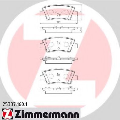 253371601 ZIMMERMANN КОЛОДКИ ТОРМ ДИСК. ЗАД. HYUNDAI ACCENT IV (RB) 1.4 11.2010-