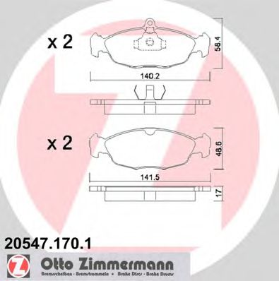 205471701 ZIMMERMANN КОЛОДКИ ТОРМ OPL ASTRA, VECTRA 1,4I-1,7 ПЕР