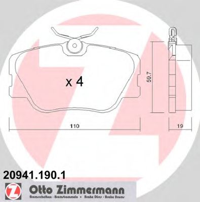 209411901 ZIMMERMANN КОЛОДКИ ТОРМ MER W124 200-300 ,W201 E 2,3-2,5 16V ПЕР 82-93