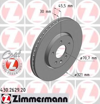 430262920 ZIMMERMANN диск тор. пер. opel astra j, zafira tourer 11> заказ не менее 2 единиц