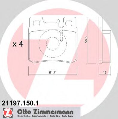 211971501 ZIMMERMANN КОЛОДКИ ТОРМ MER W124 T 200 87-,E200 87-93,W210 E220,E230,E250,E300 ЗАД 9002-<<