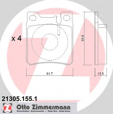 213051551 ZIMMERMANN КОЛОДКИ ТОРМ MER W124,129,202,208,210,140 ЗАД. 9704>