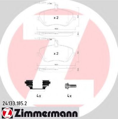 241331852 ZIMMERMANN колодки тормозные пер. citroen, peugeot c5 iii (rd_) 2.2 hdi 02.2008 -
