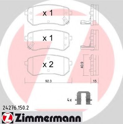 242761502 ZIMMERMANN колодки тормозные зад. hyundai, kia i10 (ia) 1,0 lpg 02.2014 -