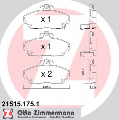 215151751 ZIMMERMANN КОЛОДКИ ТОРМ HON CIVIC 1.4-1.8 94-03,CONCERTO HW 1.51.6 ПЕР 90