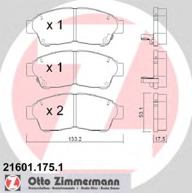 216011751 ZIMMERMANN КОЛОДКИ ТОРМ TOY CARINA E 1,61,82,02,0D-TDI 92-97 ,PICNIC 2,02,2D ПЕР 596