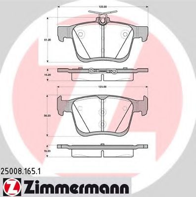 250081651 ZIMMERMANN колодки тормозные зад. vw a3 (8v1) 1.2 tfsi 02.2013 -