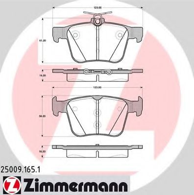 250091651 ZIMMERMANN Колодки тормозные зад. vw a3 (8v1) 1.2 tfsi 02.2013 -