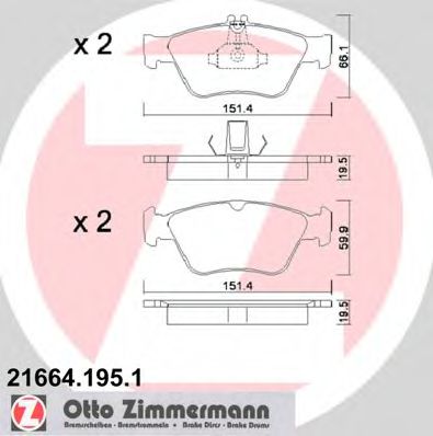 216641951 ZIMMERMANN Колодки тормозные