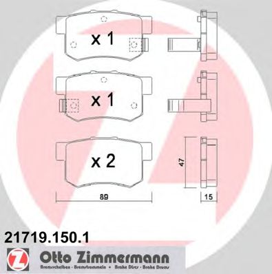 217191501 ZIMMERMANN Колодки тормозные задние HONDA CIVIC 8