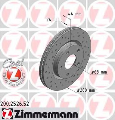 200252652 ZIMMERMANN Диск тормозной NISSAN SPORT Coat Z JUKE (F15), PULSAR (N17)