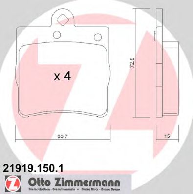 219191501 ZIMMERMANN колодки тормозные задние