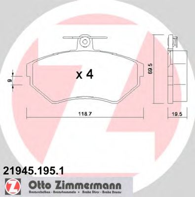 219451951 ZIMMERMANN колодки тормозные передние