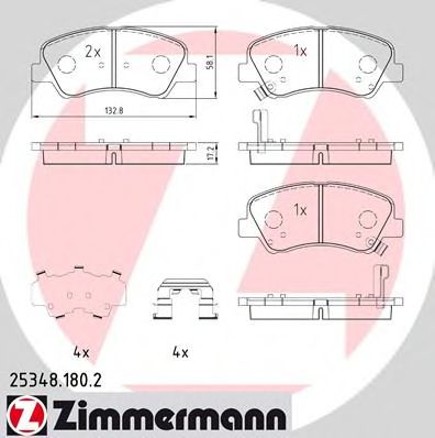 253481802 ZIMMERMANN колодки тормозные пер. hyundai, kia accent iv (rb) 1.4 11.2010 -