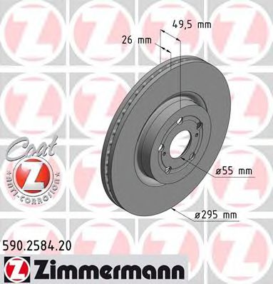 590258420 ZIMMERMANN Тоpмозной диск BS TOYOTA Coat Z