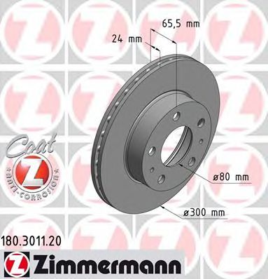 180301120 ZIMMERMANN Тоpмозной диск BS PSA FIAT Coat Z