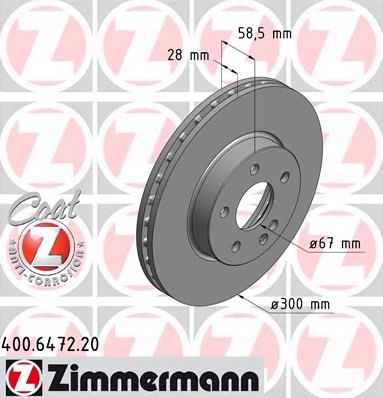 400647220 ZIMMERMANN диск тормозной пер. mb vitoviano