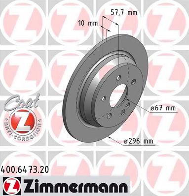 400647320 ZIMMERMANN Диск тормозной задний Mercedes VITO/VIANO >04