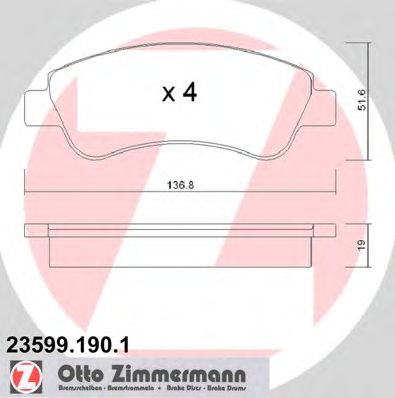 235991901 ZIMMERMANN КОЛОДКИ ТОРМ PGT 206206SW3071007 CIT XSARAC2C4 ПЕРЕД