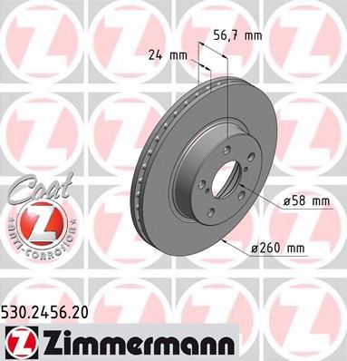 530245620 ZIMMERMANN диск торм. subaru перед. impresa 93, 26024