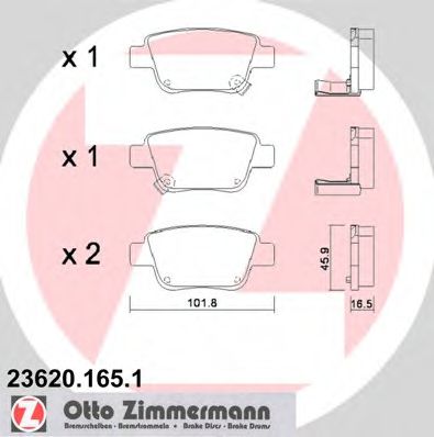 236201651 ZIMMERMANN КОЛОДКИ ТОРМ TOY AVENSISCOROLLA ЗАД 0306>