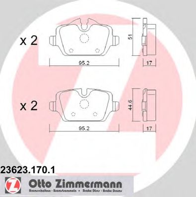 236231701 ZIMMERMANN колодки тормозные задние