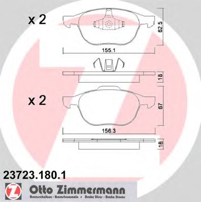 237231801 ZIMMERMANN Колодки тормозные FORD FOCUS 2 04- перед.