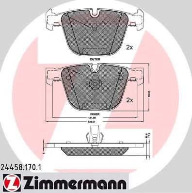 244581701 ZIMMERMANN Колодки тормозные дисковые X5 (E70) M 09.2009 - X5 (F15) M 50 d 11.2012 - X5 (F15) sDrive 25 d 01