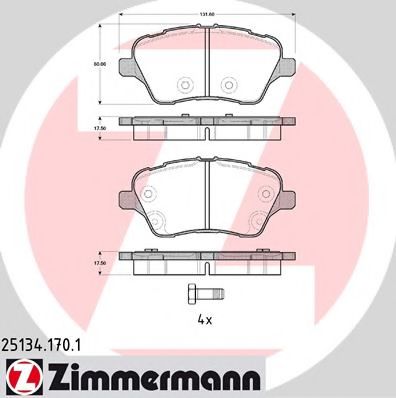 251341701 ZIMMERMANN Колодки тормозные дисковые Ford B-MAX, FIESTA VI