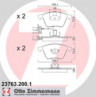 237632001 ZIMMERMANN Колодки тормозные передние