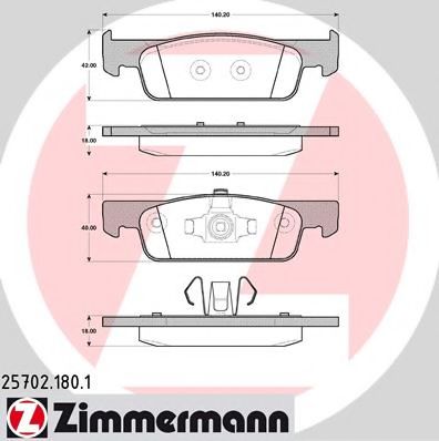 257021801 ZIMMERMANN Колодки тормозные дисковые LOGAN II 1.2 10.2012 - LOGAN II 1.2 LPG 10.2012 - LOGAN II 1.5 dCi 10.