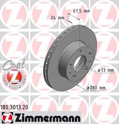 180301320 ZIMMERMANN диск торм cit jumperfiat ducatopgt boxer 94- пер вент 280x24 (кроме 1,8t)