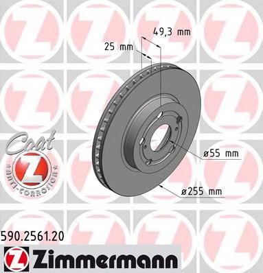 590256120 ZIMMERMANN диск тормозной передний toyota