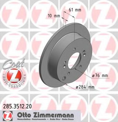 285351220 ZIMMERMANN диск тормозной, coat z