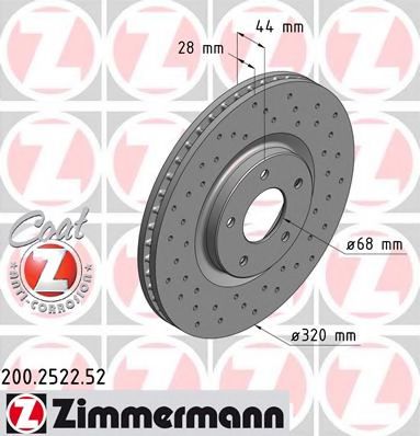 200252252 ZIMMERMANN диск торм.пер. nissan qashqai 07> заказ не менее 2 единиц