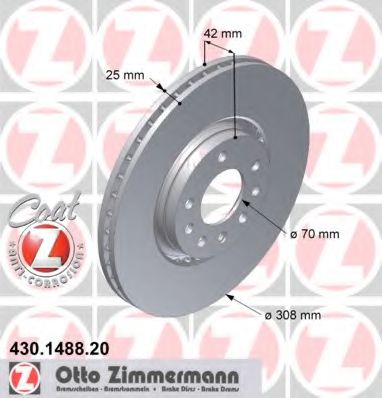 430148820 ZIMMERMANN Диск тормозной передний Opel Astra G (298-9)