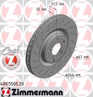 400550520 ZIMMERMANN Диск тормозной MERCEDES Coat Z CLS (C218), CLS Shooting Brake (X218)